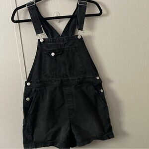 NO BOUNDARIES Black Denim Overall Shorts